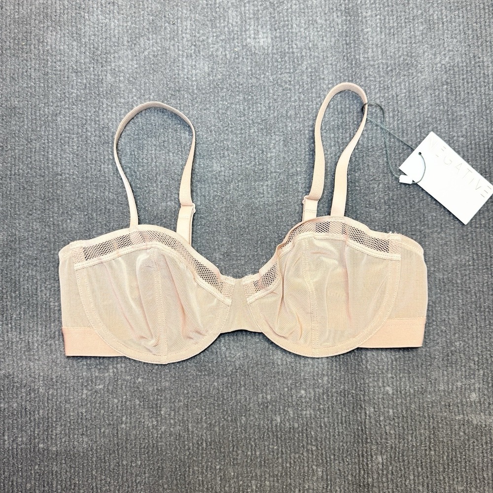 Negative Sieve Balconette Bra Women's 36B Buff Beige Unlined Underwire